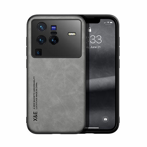 Coque Luxe Cuir Housse Etui DY1 pour Vivo X80 Pro 5G Gris