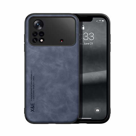 Coque Luxe Cuir Housse Etui DY1 pour Xiaomi Poco X4 Pro 5G Bleu