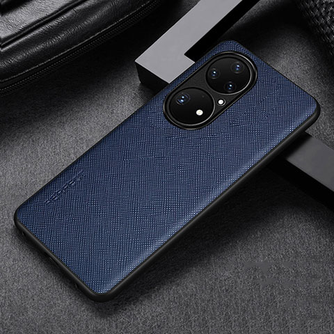 Coque Luxe Cuir Housse Etui GS1 pour Huawei P50 Bleu