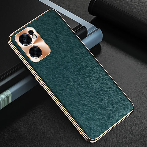 Coque Luxe Cuir Housse Etui GS1 pour Oppo Reno7 SE 5G Vert