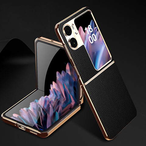 Coque Luxe Cuir Housse Etui GS2 pour Oppo Find N2 Flip 5G Noir