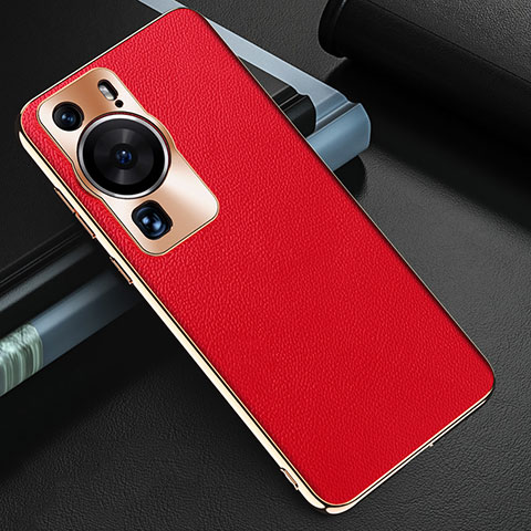 Coque Luxe Cuir Housse Etui GS3 pour Huawei P60 Rouge