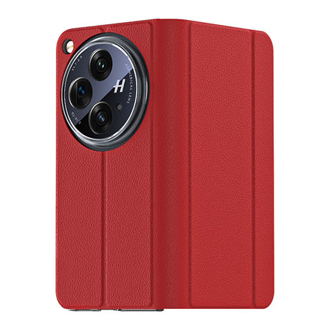 Coque Luxe Cuir Housse Etui GS3 pour Oppo Find N3 5G Rouge