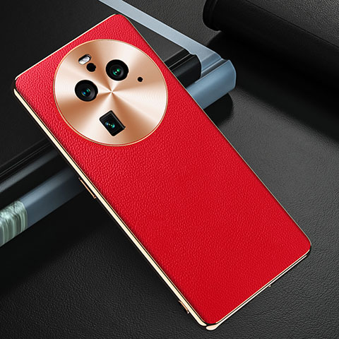 Coque Luxe Cuir Housse Etui GS3 pour Oppo Find X6 Pro 5G Rouge