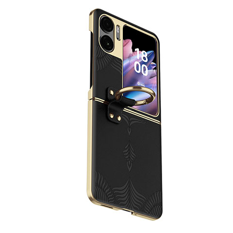 Coque Luxe Cuir Housse Etui GS4 pour Oppo Find N2 Flip 5G Noir