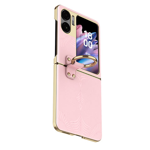 Coque Luxe Cuir Housse Etui GS4 pour Oppo Find N2 Flip 5G Or Rose