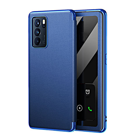 Coque Luxe Cuir Housse Etui GS4 pour Oppo Reno6 5G Bleu