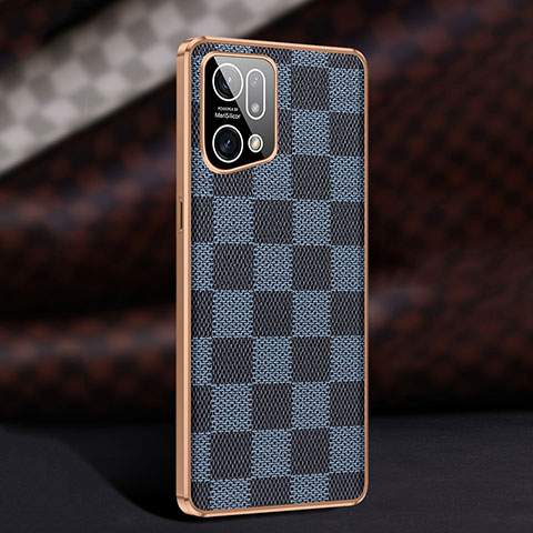 Coque Luxe Cuir Housse Etui JB1 pour Oppo Find X5 5G Bleu