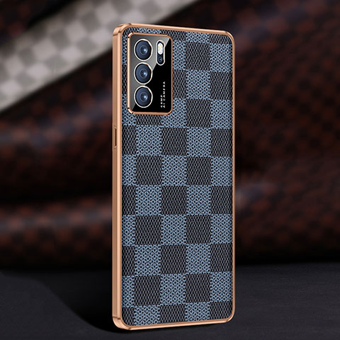 Coque Luxe Cuir Housse Etui JB1 pour Oppo Reno6 5G Bleu