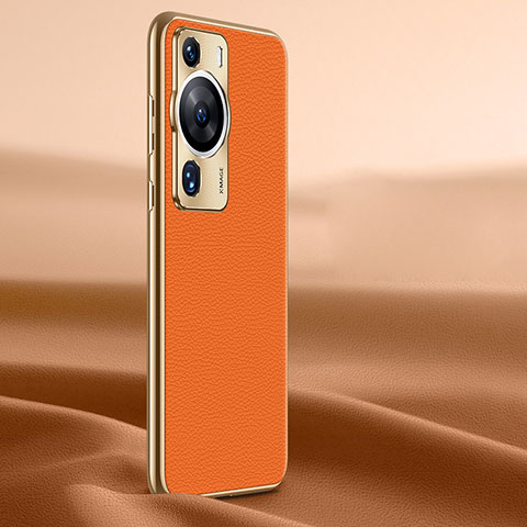 Coque Luxe Cuir Housse Etui JB2 pour Huawei P60 Pro Orange