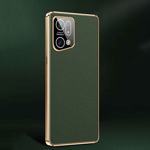 Coque Luxe Cuir Housse Etui JB2 pour Oppo Find X5 5G Vert