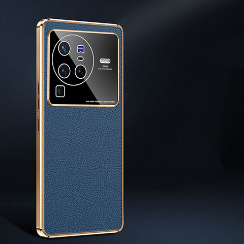 Coque Luxe Cuir Housse Etui JB2 pour Vivo X80 Pro 5G Bleu