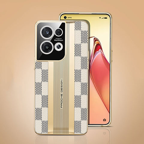 Coque Luxe Cuir Housse Etui JB4 pour Oppo Reno8 5G Blanc