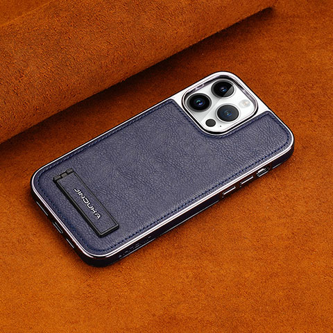 Coque Luxe Cuir Housse Etui JD2 pour Apple iPhone 16 Pro Bleu