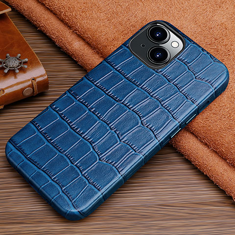 Coque Luxe Cuir Housse Etui L01 pour Apple iPhone 13 Bleu