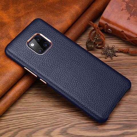 Coque Luxe Cuir Housse Etui L01 pour Huawei Mate 20 RS Bleu