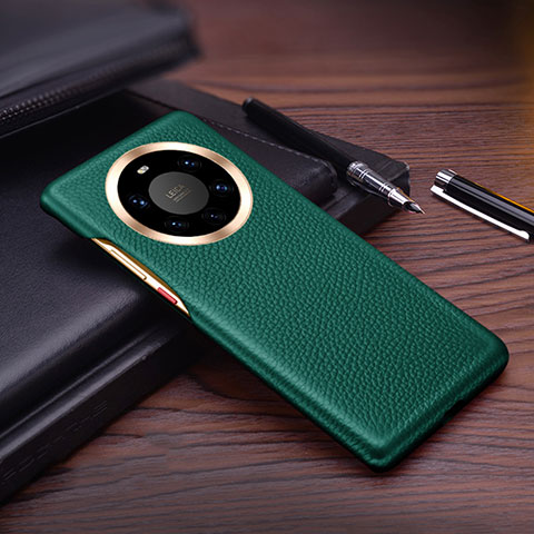 Coque Luxe Cuir Housse Etui L01 pour Huawei Mate 40 Pro+ Plus Vert