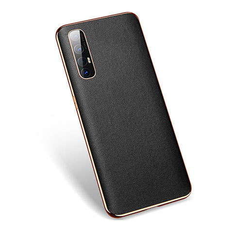 Coque Luxe Cuir Housse Etui L01 pour Oppo Reno3 Pro Noir