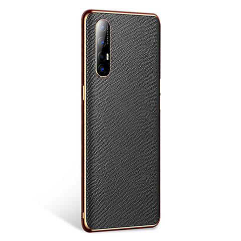 Coque Luxe Cuir Housse Etui L02 pour Oppo Reno3 Pro Noir