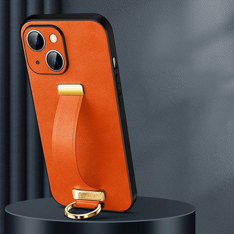 Coque Luxe Cuir Housse Etui LD1 pour Apple iPhone 15 Orange