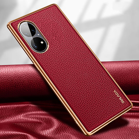 Coque Luxe Cuir Housse Etui LD1 pour Huawei P50e Rouge