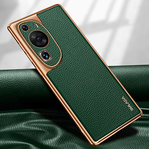 Coque Luxe Cuir Housse Etui LD1 pour Huawei P60 Art Vert