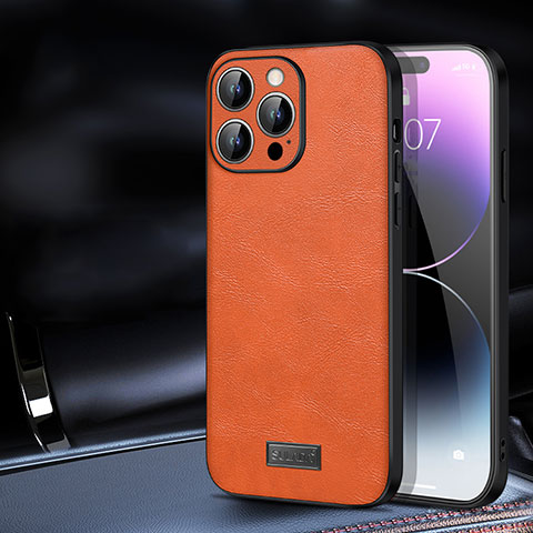 Coque Luxe Cuir Housse Etui LD2 pour Apple iPhone 16 Pro Max Orange