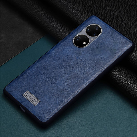 Coque Luxe Cuir Housse Etui LD2 pour Huawei P50 Bleu