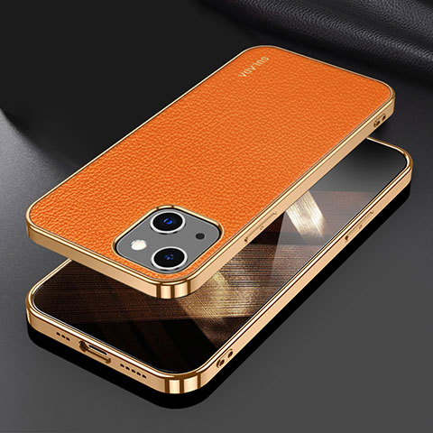 Coque Luxe Cuir Housse Etui LD3 pour Apple iPhone 15 Orange