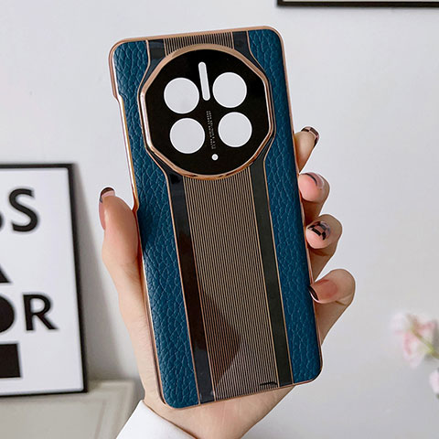 Coque Luxe Cuir Housse Etui LF1 pour Huawei Mate 50 Bleu