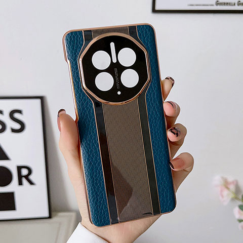 Coque Luxe Cuir Housse Etui LF1 pour Huawei Mate 50 Pro Bleu