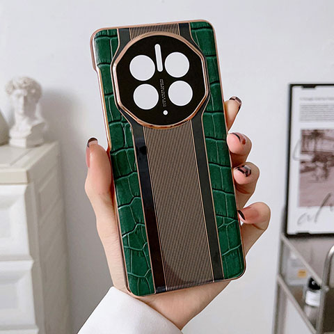 Coque Luxe Cuir Housse Etui LF3 pour Huawei Mate 50 Pro Vert