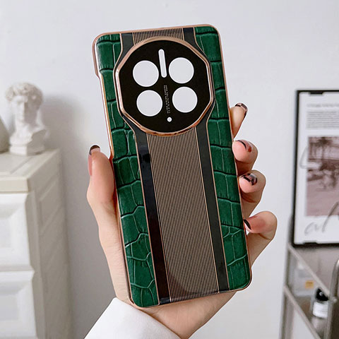 Coque Luxe Cuir Housse Etui LF3 pour Huawei Mate 50 Vert