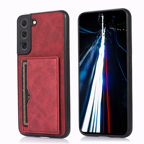 Coque Luxe Cuir Housse Etui M03T pour Samsung Galaxy S21 Plus 5G Rouge