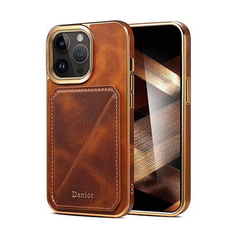 Coque Luxe Cuir Housse Etui MT2 pour Apple iPhone 14 Pro Marron