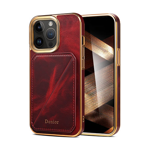 Coque Luxe Cuir Housse Etui MT2 pour Apple iPhone 14 Pro Max Rouge