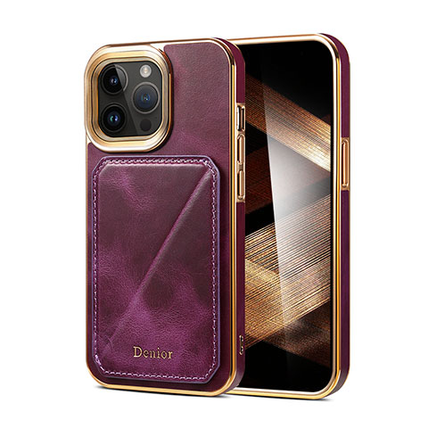 Coque Luxe Cuir Housse Etui MT2 pour Apple iPhone 15 Pro Max Violet