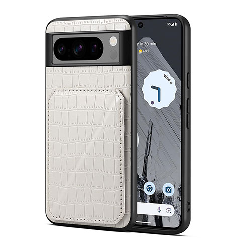 Coque Luxe Cuir Housse Etui MT3 pour Google Pixel 8 Pro 5G Blanc