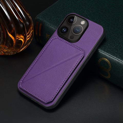 Coque Luxe Cuir Housse Etui MT4 pour Apple iPhone 14 Pro Max Violet