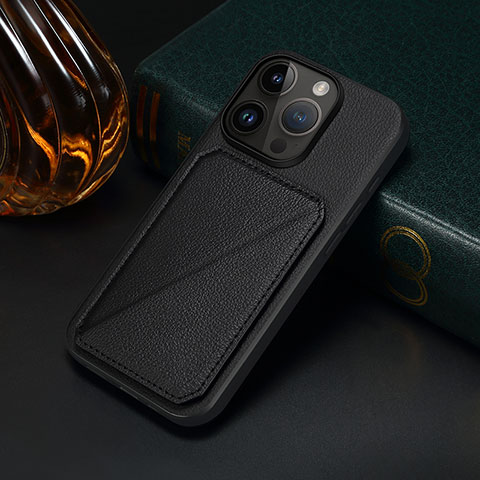 Coque Luxe Cuir Housse Etui MT4 pour Apple iPhone 16 Pro Noir