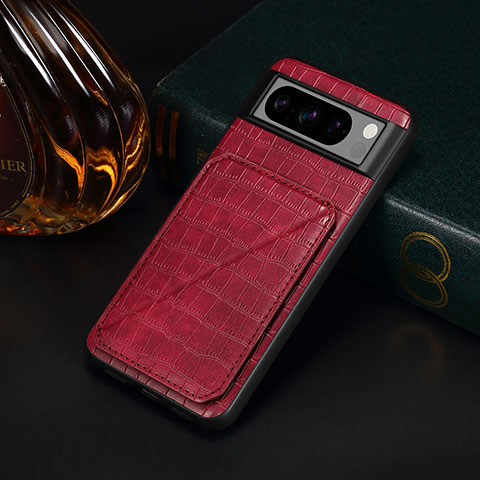 Coque Luxe Cuir Housse Etui MT4 pour Google Pixel 8 Pro 5G Rouge