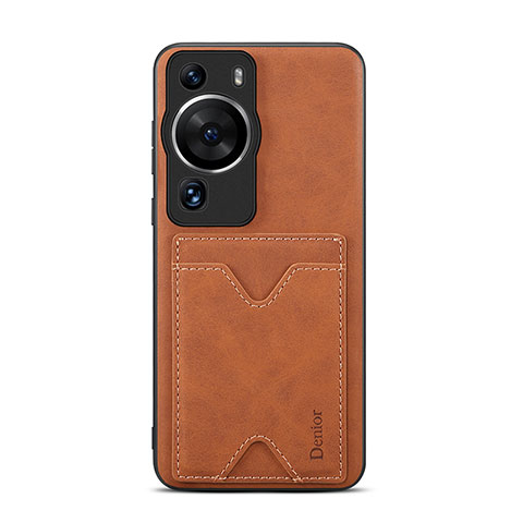 Coque Luxe Cuir Housse Etui MT4 pour Huawei P60 Pro Marron