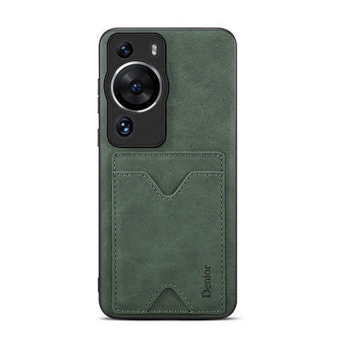 Coque Luxe Cuir Housse Etui MT4 pour Huawei P60 Pro Vert