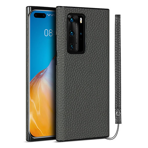 Coque Luxe Cuir Housse Etui N02 pour Huawei P40 Pro Gris