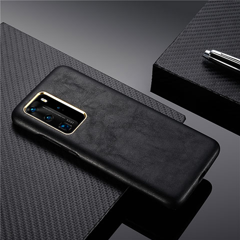 Coque Luxe Cuir Housse Etui N05 pour Huawei P40 Pro Noir