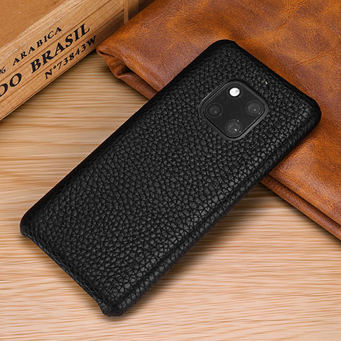 Coque Luxe Cuir Housse Etui P01 pour Huawei Mate 20 Pro Noir