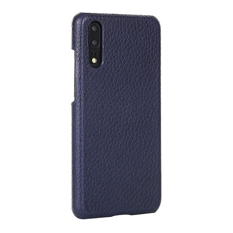 Coque Luxe Cuir Housse Etui P01 pour Huawei P20 Bleu