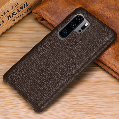 Coque Luxe Cuir Housse Etui P01 pour Huawei P30 Pro New Edition Marron