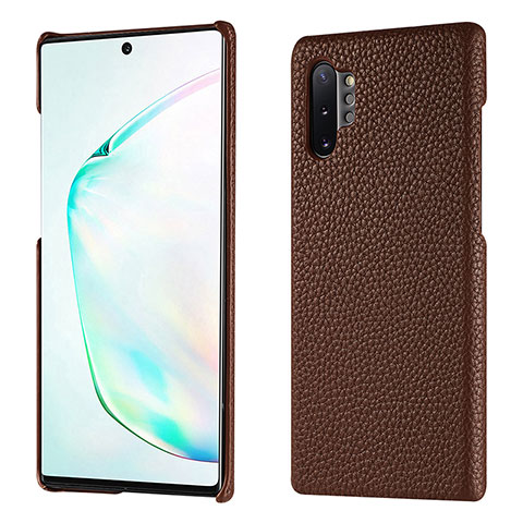 Coque Luxe Cuir Housse Etui P01 pour Samsung Galaxy Note 10 Plus Marron