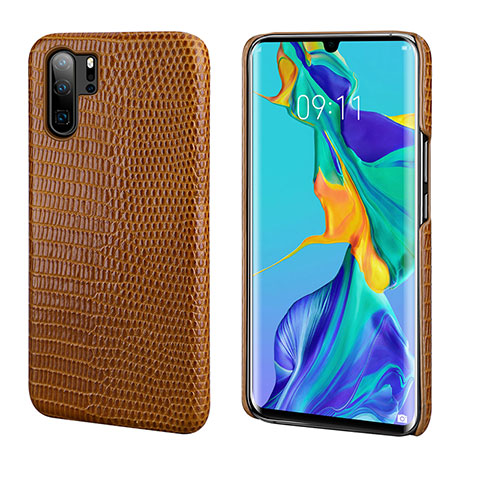 Coque Luxe Cuir Housse Etui P02 pour Huawei P30 Pro New Edition Marron